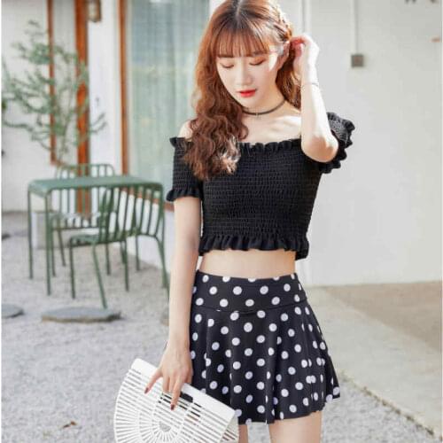 2021 Hot Spring Conservative Sexy Fairy Fan Split Two-Piece Skirt Slim Style Small Flying Sleeves Fresh Student Korean Swimwear