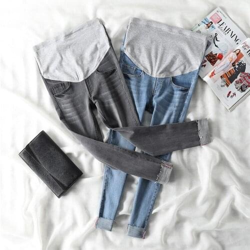 High Quality Pregnancy Curling Pants Maternity Jeans For Pregnant Women Clothes Elastic Waist Trousers Jeans Pregnant Leggings