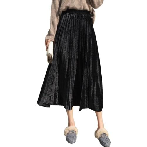 2021 Summer Women Skirts Korean Style Solid Color High Waist Pleated Skirt Plus Size Office Lady Elegant Midi Skirt For Women