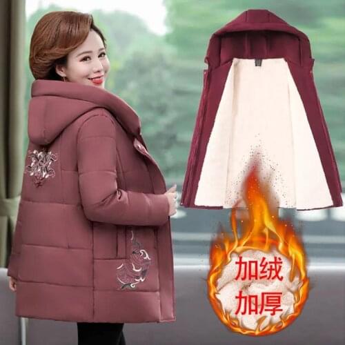 2021 New Cotton Jacket Ladies Winter Coat padded jackets mid-length Hooded Overcoat Parkas women plus velvet elegant Outerwear