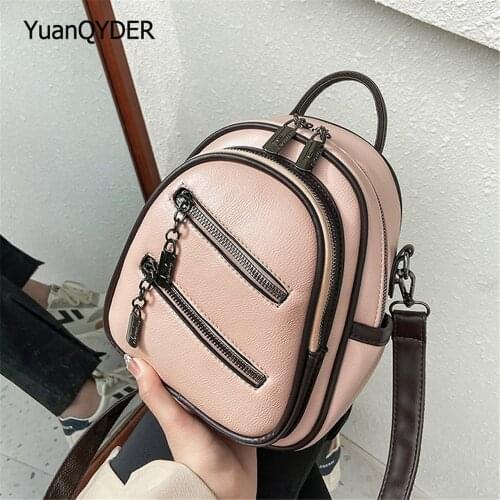 New Style Multi Zipper Design Ladies Backpack High Quality PU Leather Women Travel Backpack Solid Color Designer Womens Bag Sac