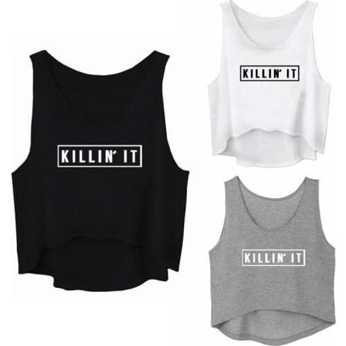 Women Graphic Sleeveless Tank Crop Top Teen Girls Cute Gym Tee Shirt