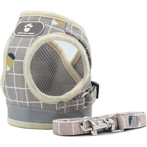 Pet Dog Plaid Harness Vest with Leash Reflective and Breathable for Small and Large Dog Pets Acessorios