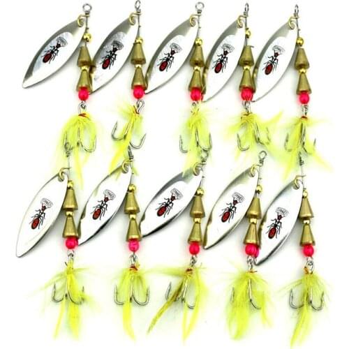 10pcs/lot Fishing Lures composite metal sequins Amazon selling bees Fishing Bait 6G sequined feathers hard bait
