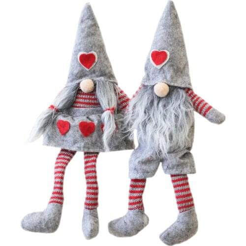 10 Pcs Valentines Day Gift Mr & Mrs Handmade Long Leg Swedish Santa Gnome Plush Doll Figurines Xmas Table Ornament Wholesale X2