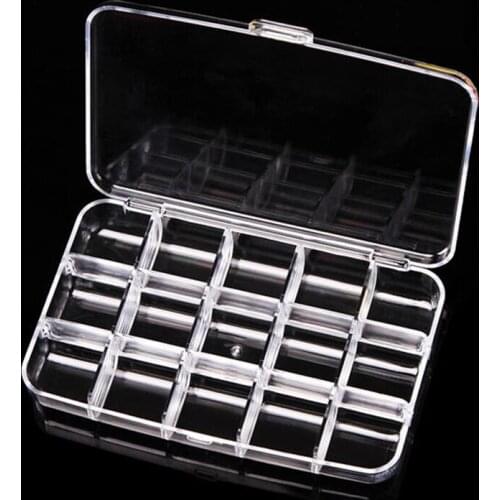 15 Grids Clear Plastic Nail Art Storage Box Empty Container Rhinestone beads Organizer Case for Nails