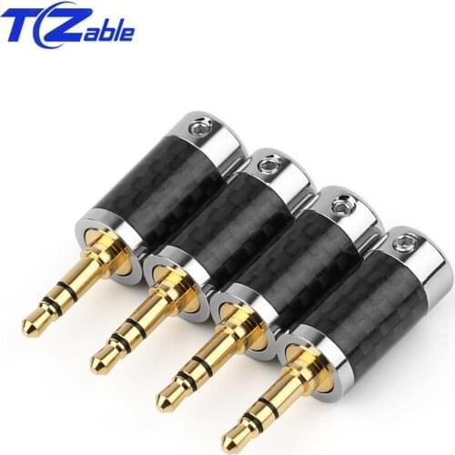 3.5mm Headphone Adapter Metal Splice 3 Pole Stereo Carbon Fiber Earphone Male Plug HiFi Headphone Jack Solder Connectors Audio