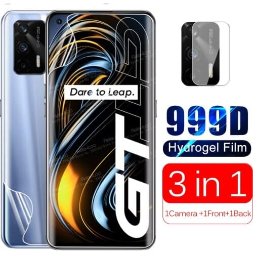 3 in 1 Camera Back Front Hydrogel Film For Oppo Realme GT 5G 6.43" RMX2202 RealmeGT Full Curved Soft Screen Protector Not Glass