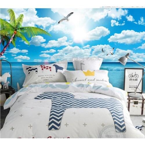 3d stereoscopic wallpaper Blue sky Beach Seaview window TV backdrop bedroom photo wall paper 3d