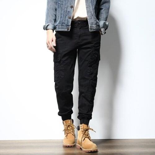 Streetwear Fashion Men Joggers Loose Fit Multi Pockets Casual Cargo Pants Men Overalls Newly Designer Hip Hop Harem Trousers