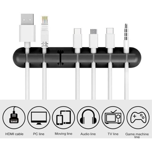 Cable Holder Silicone Cable Organizer USB Winder Desktop Tidy Management Clips Holder For Mouse Keyboard Earphone Headset