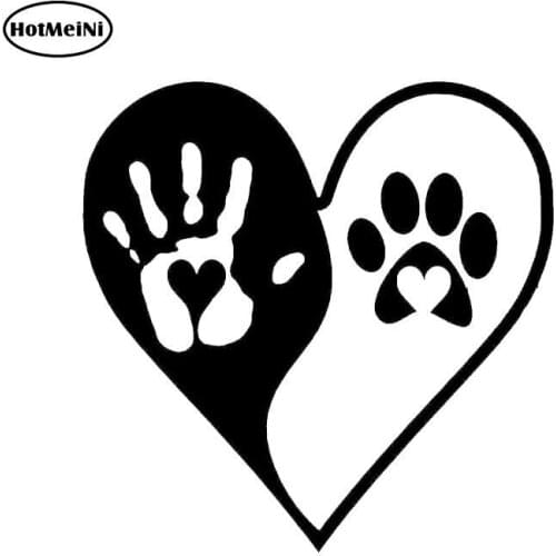 HotMeiNi Fashion Heart Yin Yang Hand Dog Paws Print Vinyl Decals Car Sticker For Car Window Black/Silver Accessories 13*13cm