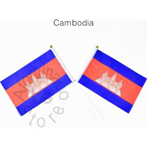 Cambodia 14*21cm flag Banner hand waving National flag Home Decoration flag banner