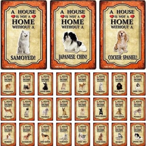 [ Kelly66 ] Pets Dog Samoyed Shiba Inu Japanese Chin Shih Tzu Metal Sign Home Decor Bar Wall Art Painting 20*30 CM Size Dy144