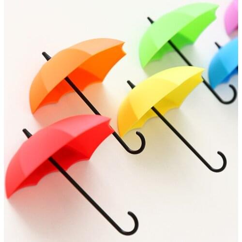 Umbrella Shape Adhesive Sticker Wall Hook Creative Hanger Cute Bag Key Holder Wedding Bathroom Kitchen Christmas Home Decoration