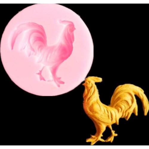 KLM beautiful big rooster chocolate cake baking ring resin silicone mold biscuit fondant clay tool