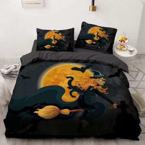 3D Printed Bedding Sets luxury Cartoon Halloween Witch Roclet Astronaut Single Queen Double King Twin Bed For Home Duvet Cover