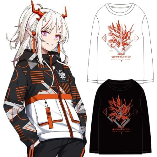 Game Arknights Nian cosplay Autumn Hooded Wind Dust Coat Hoodies Casual Windbreak Jacket Long Sleeve T-Shirt Tops Fashion Set