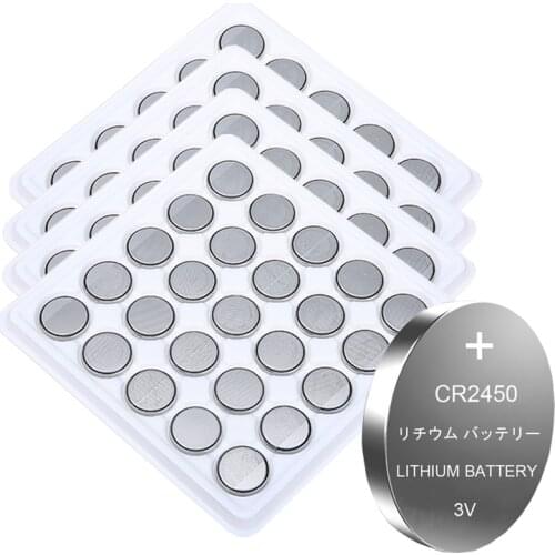 100pcs CR2450 3V CR 2450 DL2050 BR2450 Lithium Button Cell Battery For Remote Control LED tea light vibes Calculators Car