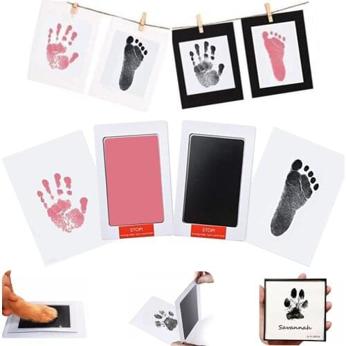 Non-toxic Baby Inkless Handprint Footprint Kit No Touch Skin Ink Pads for 0-6 Months Souvenir Gift for Infant Newborn Paw Print