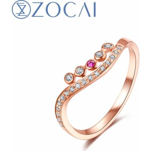 ZOCAI New Arrived Fashion Ring line shape 18k rose gold(AU750) party ring 0.17ct diamond ring W80045T-1