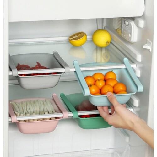 Fridge Organizer Storage Rack Freezer Shelf Pull-out Refrigerator Storage Box Food Preservation Keep Fresh Partition Container