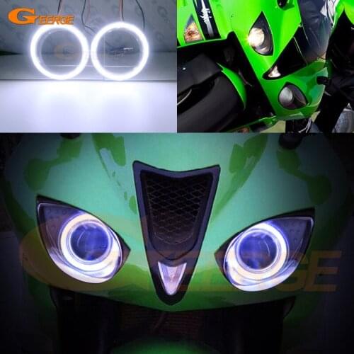 Excellent Ultra bright COB led angel eyes kit halo rings Day Light For Kawasaki Ninja ZX-6R 2007 2008