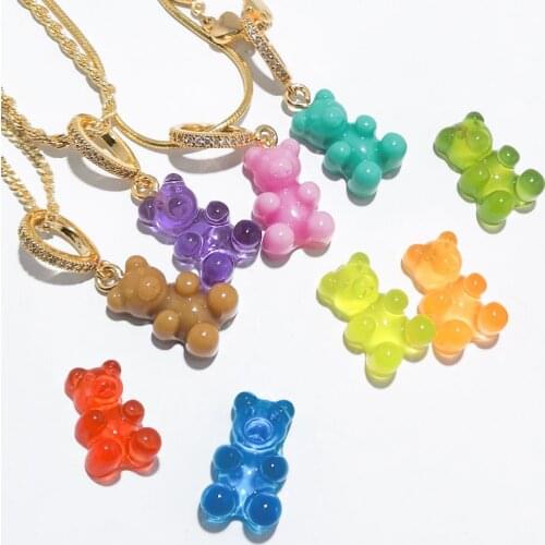 GD Same Crystal Korea East Gate Color Bear Gummy Pendant Heart-shaped Necklace Mens and Womens Jewelry Accessories