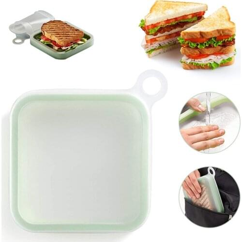 Portable Silicone Toast Box Reusable Sandwich Box Prevent Fluid Leakage Lunch Box Easy To Clean Environmental Lunch Stroage Box