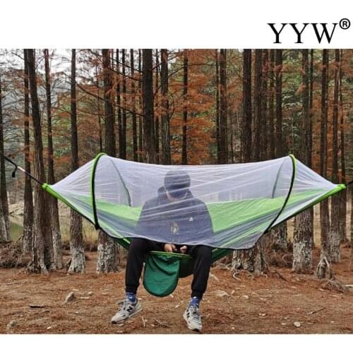2.6x1.4m 1-2 Person Portable Outdoor Camping Hammock Mosquito Net Fabric Nylon High Strength Hanging Bed Hunting Sleeping Swing