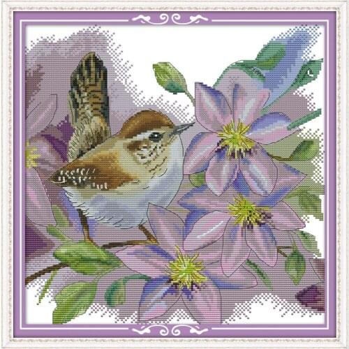 Branch bird 1 cross stitch kit aida 14ct 11ct count print canvas cross stitches needlework embroidery DIY handmade