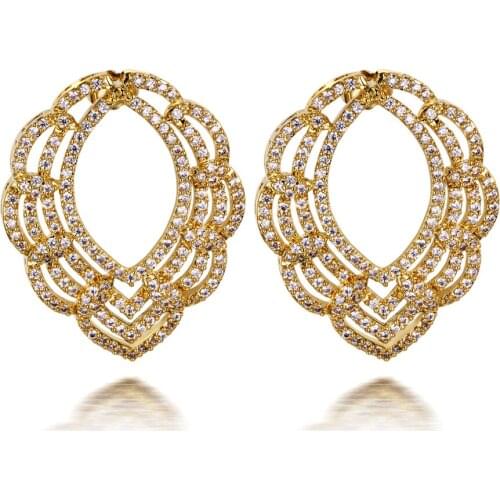 Luxury Big Stud Earrings Setting with Cubic Zirconia Lead free Women Fancy Earrings Free shipping