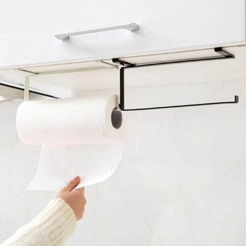 Self-adhesive Roll Holder Stand Organizer Rack Cabinet Paper Towel Storage Rack Tissue Hanger Cabinet Kitchen Accessories