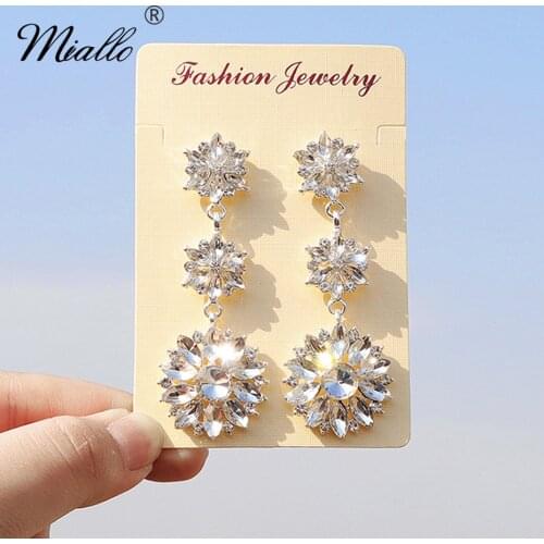 Miallo Fashion Flower Crystal Drop Earrings for Women Accessories Silver Color Earring Trendy 2020 Earings Party Jewelry Gifts
