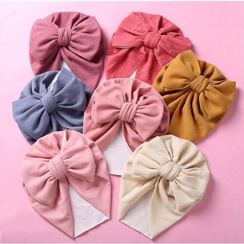 Solid Color Baby Hat Big Bowknot Baby Girl Hat Turban Knot Head Wraps Baby Kids Bonnet Beanie Newborn Photography Props