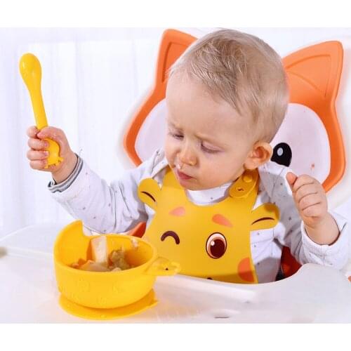Baby Silicone Bowl Baby Feeding Learning Dishes Bowl With Suction Non-Slip Waterproof BPA Free Silicone Dishes For Baby Bowl