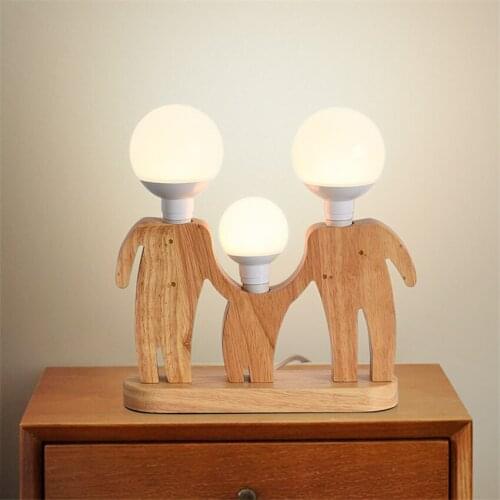 Nordic Family Wooden Table Lamps Living Room Bedroom Study Decoration Bedside Lamps Dressing Table Childrens Room Table Lights