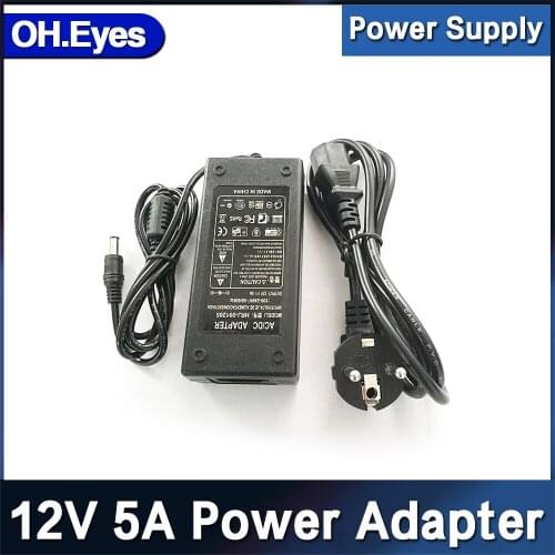 Universal 12V 5A AC100-240V to DC Power Adapter Converter Supply Charger Transformer with LED Indicator light NEW
