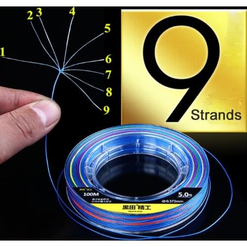 Japan PE 9 Strands Braided Fishing Line Multifilament 7-80KG Superior Than 8 Strand Trout Fishing Weave-100M