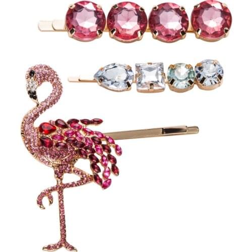 2019 ZA New Animal Bird Hair Clip Pins for Women Girls Pink Crystal Bobby Pins Baby Wedding Party Hair Accessories Jewelry