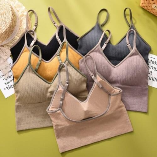 Women Sexy Crop Top Tube Bra Female Lingerie Padded Adjusted Basic Y2K Tank Top Cotton Solid Color Camisole Underwear
