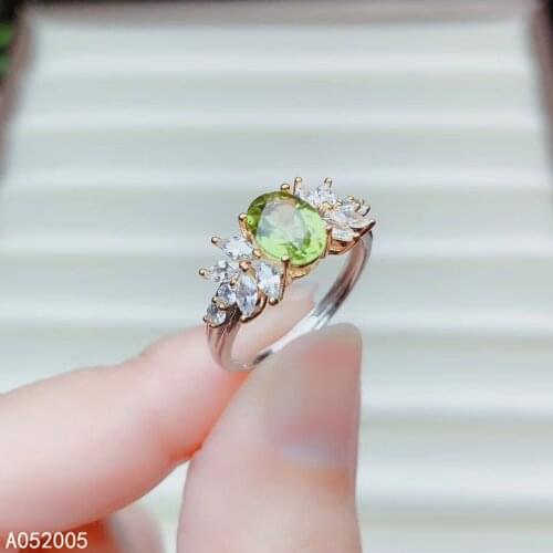 KJJEAXCMY fine jewelry 925 sterling silver inlaid natural Peridot new Female ring fashion Support Detection