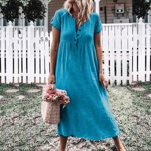 Women Casual Solid V-neck Line Roll Up The Sleeve Long Dress 2021 Splice Button Dress Elegant Womens Bodycon Vestidos