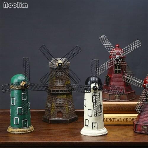 NOOLIM 1 PC European Vintage Holland Windmill Resin Piggy Bank Home Bar Decoration Ornaments Craft Gifts