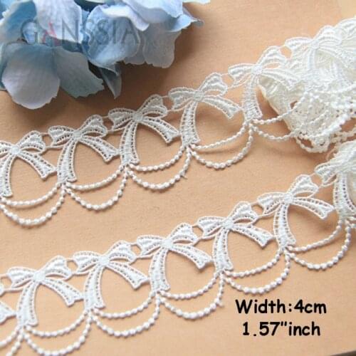 1yrd/lot Width:4cm Delicate bow-knot design water soluble lace, trim lace DIY garment clothes sewing accessories.(ss-396)