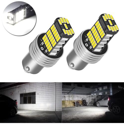 2pcs Universal Car Turn Signals Lights P21W 1156 BA15S LED Bulbs 4014 LED Auto Reverse Brake Lamps White Accessories