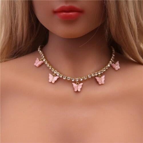 2020 New Fashion Boho Cute Charms Butterfly Pendant Necklace for Women Gold Color Clavicle Chain Necklace Sweet Jewelry Gift