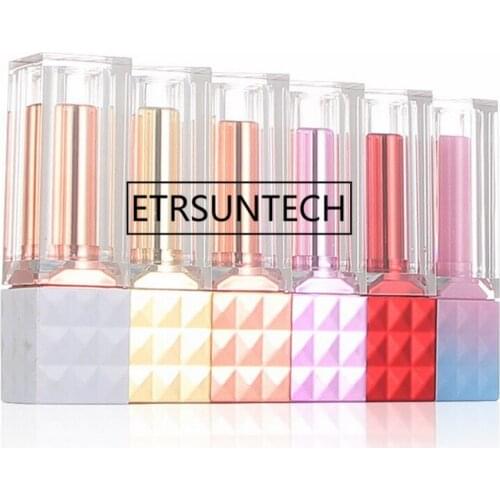 3.7g 12.1mm High Grade Square Makeup DIY Empty Lipstick Tube Plastic Lip Balm Tube for Lip Rouge Cosmetic Container 6 Colors