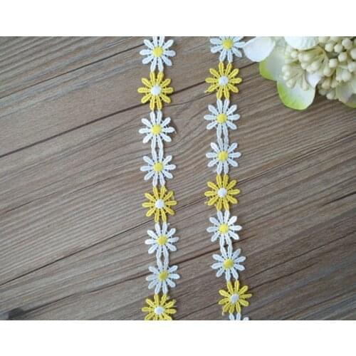3 Yards/lot Width 2.5cm Daisy Flower Lace Trim Wedding Embroidered Lace Fabric DIY Handmade Patchwork Sewing Supplies Crafts