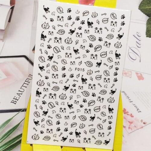 3D Stickers for Nails Cute Cat Track Fishbone Designs Nail Art Decorations Foil Decals Wraps Manicure Accessories Decoraciones